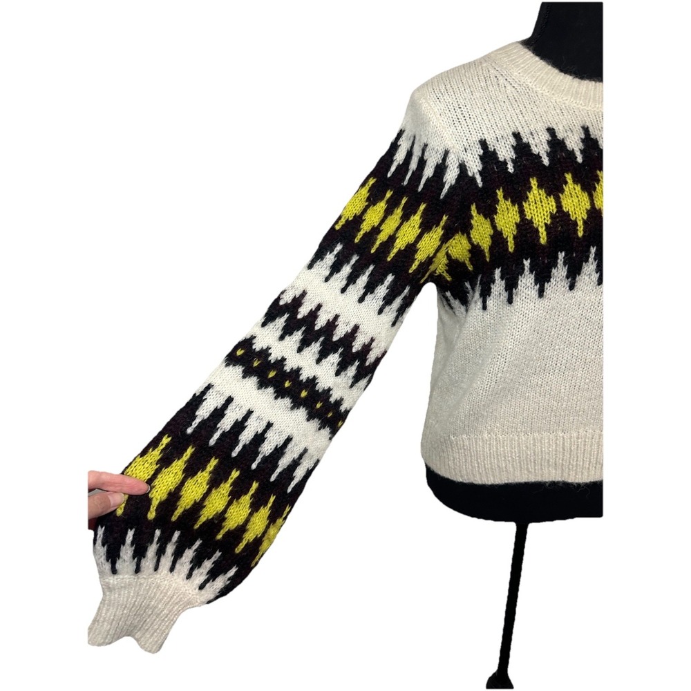 A.L.C. Women's SMALL Badgley‎ Alpaca Wool Blend Fair Isle Sweater Quiet Luxury - Picture 3 of 16